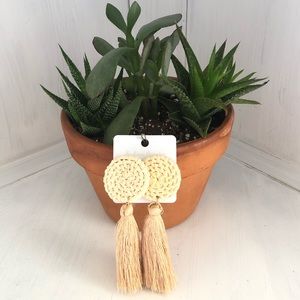 Boho Rattan Tassel Earrings